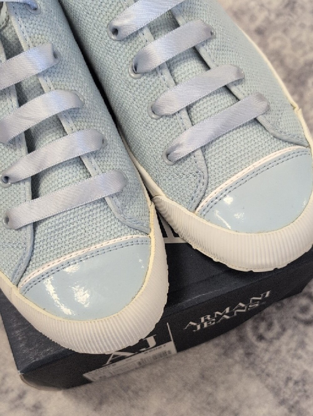 Armani Jeans Light Blue Canvas Slip-On Sneakers - Picture 11 of 11